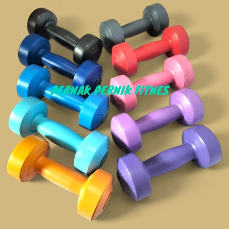 barbel dumbel 1kg sudah pakai isi tinggal pakai dumbell dumble barbell warna warni pvc sport gym fitness alat olahraga anak dewasa pria wanita kuat kokoh high quality premium best seller