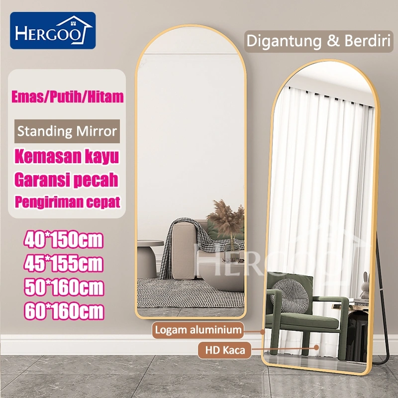 [Upgrade-Kemasan kayu] Standing mirror Cermin standing 160 X 50 CM Cermin Berdiri full body Kaca cermin gantung cermin aestheitc cermin dinding full body