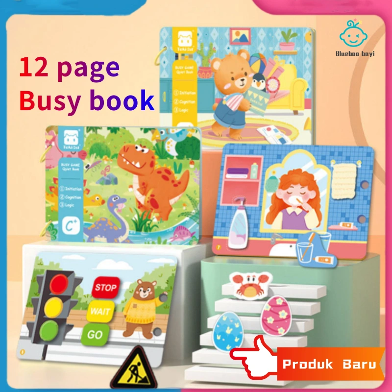 [New] 12 Halaman Busy Book Quiet Book Buku Edukasi Anak Buku Aktivitas Anak Kids Montessorri Activity Book Education 5 bulan + Buku Puzzle Anak-Anak