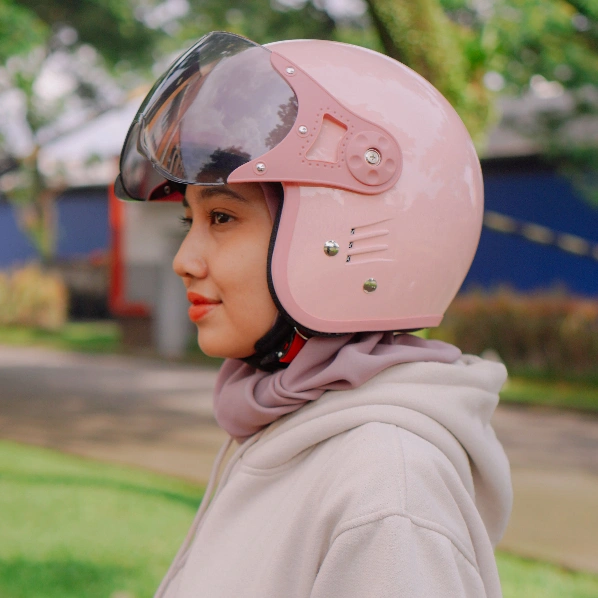 Helm Retro BRH 1 Hijab Friendly Half Face Bipplast Fantasy Helem Wanita Cepol SNI