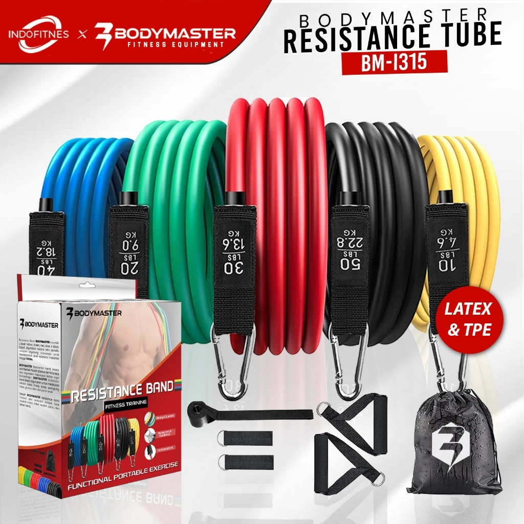 BODYMASTER Premium 150lbs Resistance Band Set I315 Tube Set Latex TPE