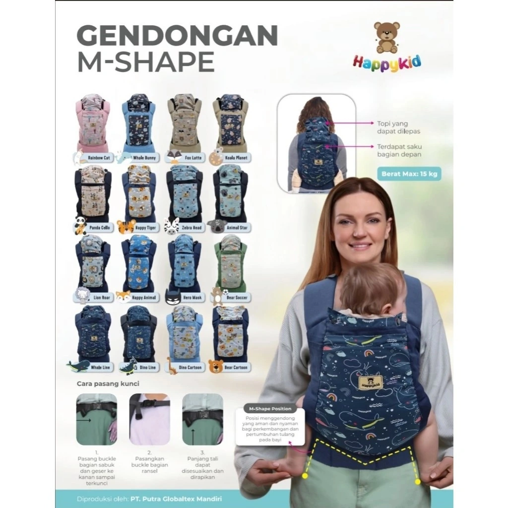 Happy Kid Gendongan M-Shape Depan Ransel / Gendongan Depan Bayi