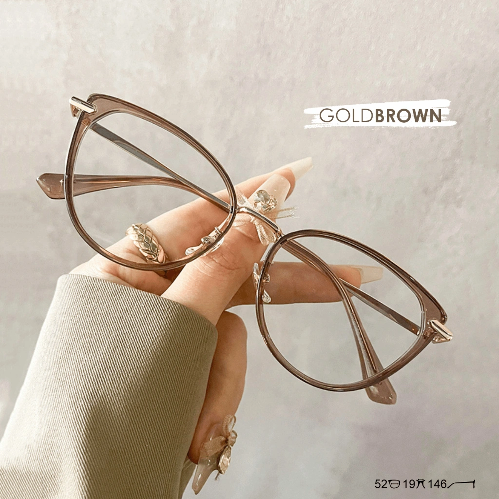 Gently Morley Kacamata Photocromic Lensa Minus Anti Radiasi Blueray Bluecromic  Cat Eye TR90 + Metal Pria Wanita Fashionable Eyeglasses 31260-89013