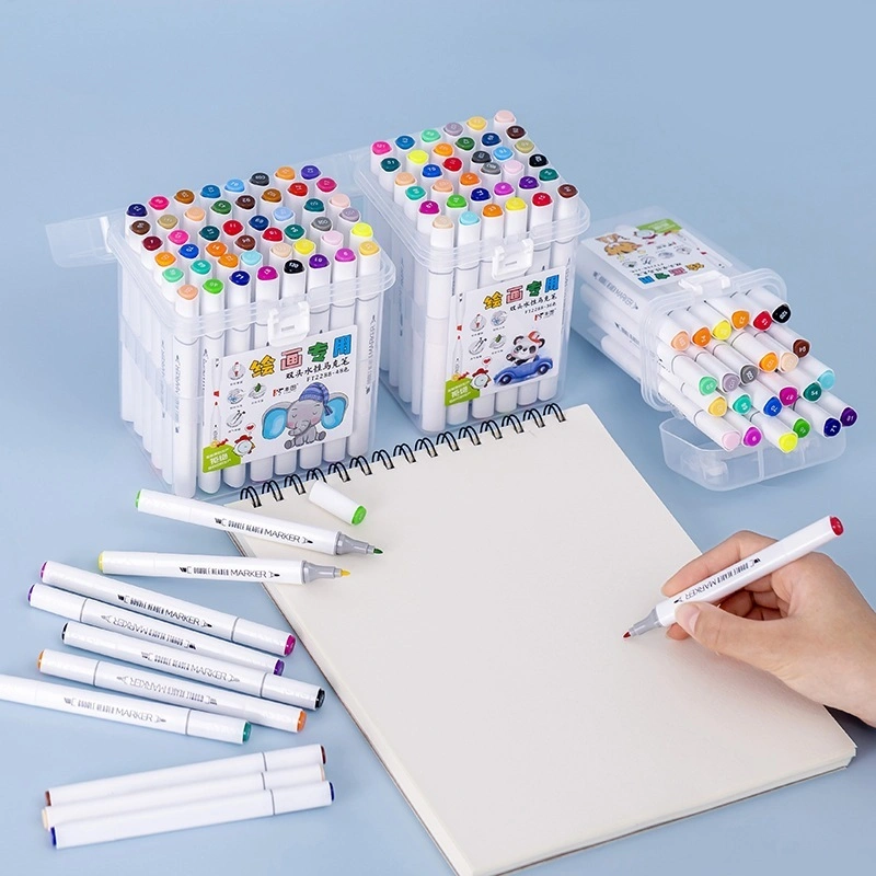 Spidol set 12/24/36/48 warna Sketch marker spidol warna 2in1 Spidol sketsa double tip dasar berkepala dua Lukisan pensil cat air seni Stabilo art marker siswa sekolah kantor pelajar anak