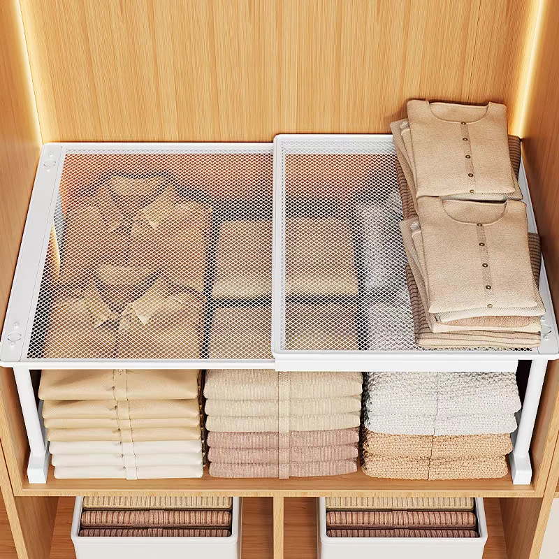 99KHOME Rak Sekat Lemari Baju Besi Partisi Lemari Pakaian Putih Aesthetic Sekat Lemari Fleksibel K1145