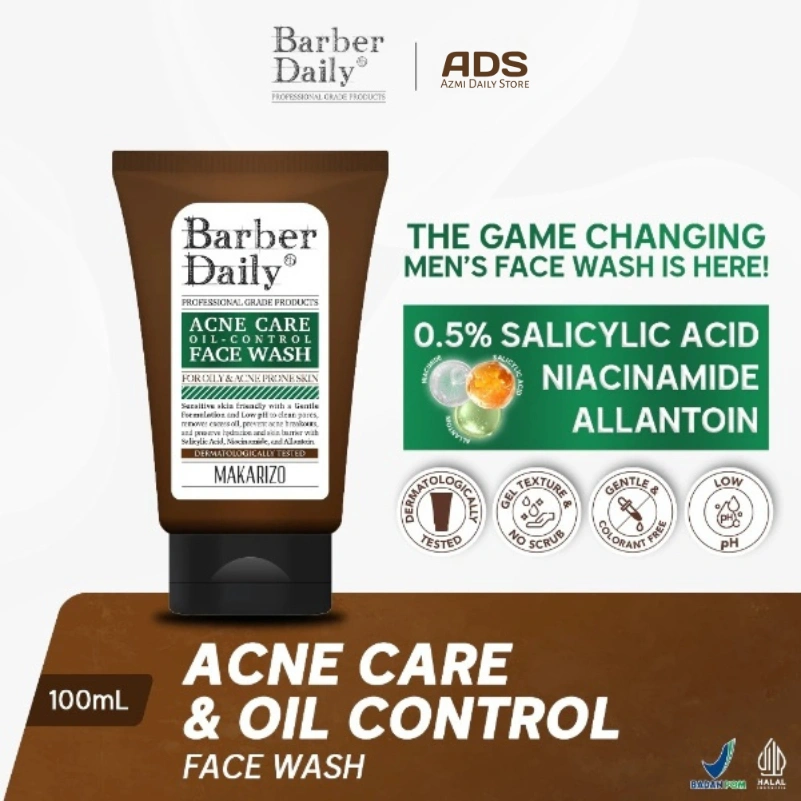 Barber Daily Acne Care & Oil Control Face Wash Pria 100 ml