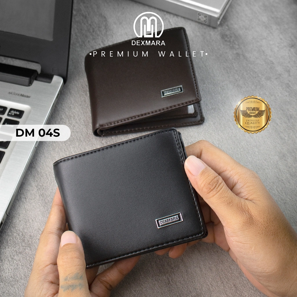 DEXMARA Dompet Pria Lipat Dua Resleting Free Box Warna Hitam/ Cokelat DM 04S