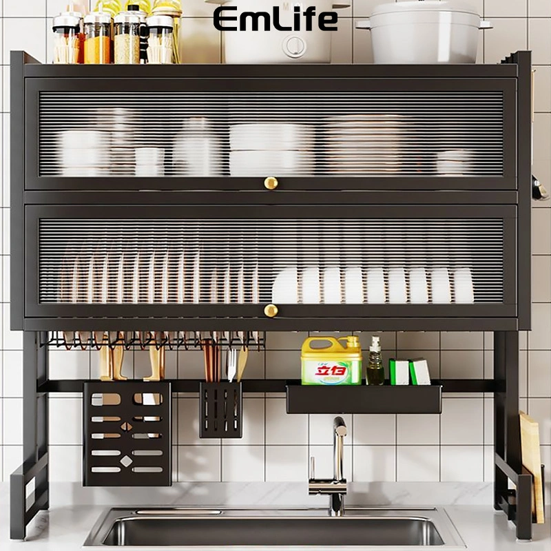 2 Susun Rak Piring Wastafel Dengan Kabinet Rak Wastafel Cuci Piring Rak Piring Stainless Steel Rak Dapur Multifungsi Dengan Aksesoris