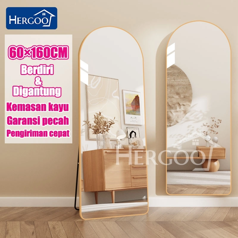 [Upgrade-Kemasan kayu] Standing mirror 160 X 50CM Full Body Cermin Berdiri & Digantung full body Kaca cermin gantung cermin aestheitc cermin Cermin Pernikahan