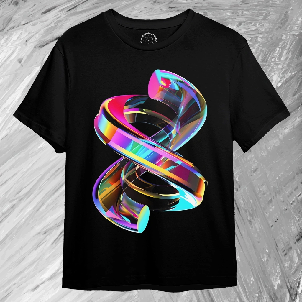 3DimensionWear - Kaos Distro Premium Original 3D Abstract Colorful Glass Twisted  - DT0442