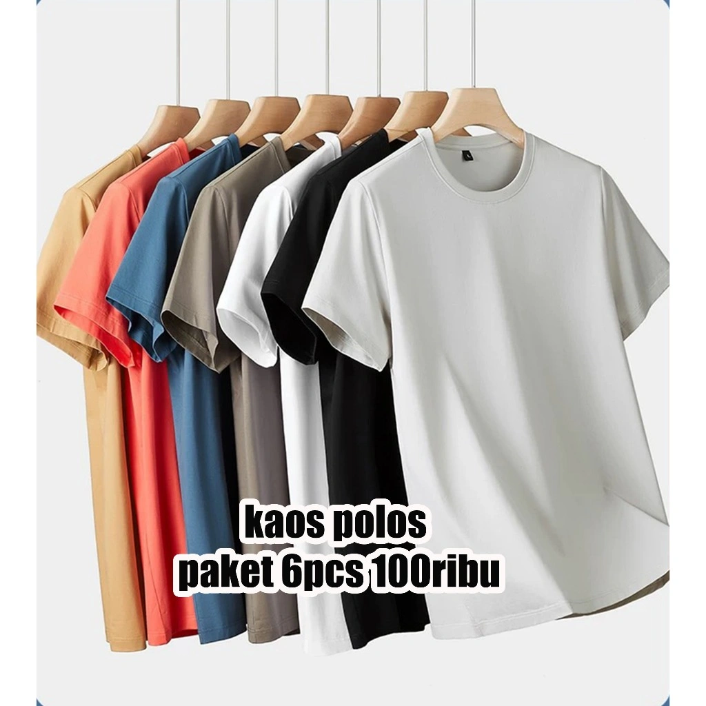 Kaos polos paket 6pc baju 100rb