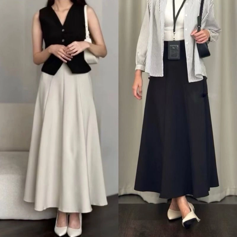 Audy Skirt - Rok Wanita Maxi Skirt Loose Korean Style - Rok Flare Basic Polos Anti Kusut