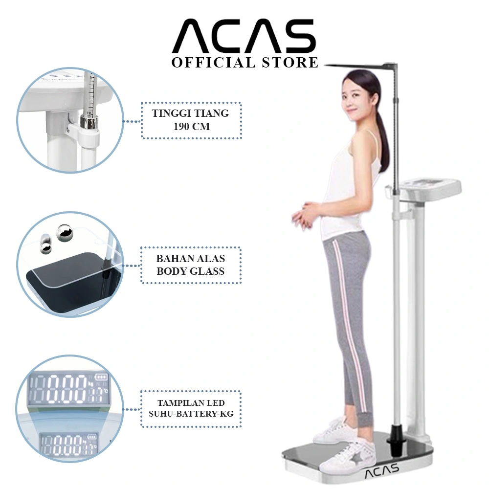 ACAS Rtc-200 Timbangan Badan Digital  200kg / 200gr Pengukur Tinggi Badan