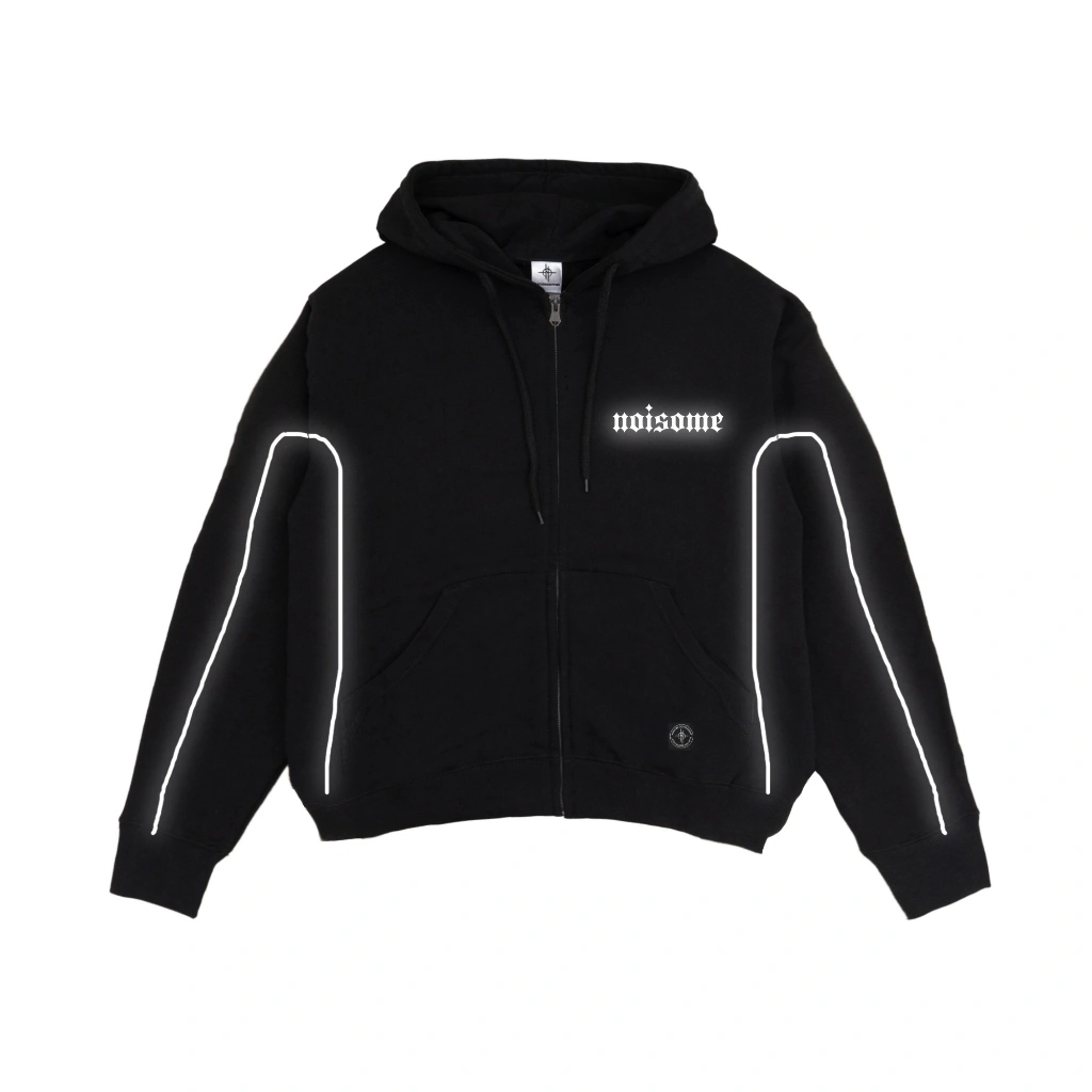 Noisome Hoodie Zipper Boxy Reflective - Revenge - Hitam