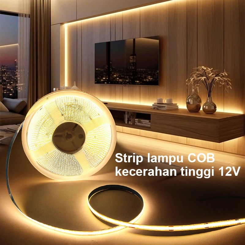 Led Strip COB DC 12volt 5 meter 320led / Lampu Strip Light COB IP33 Dengan dukungan perekat