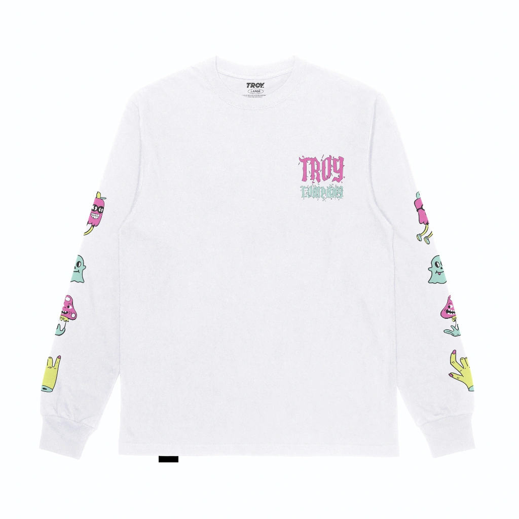 Troy Company Longsleeve Tshirt White Cute Spooky - Kaos Lengan Panjang Putih LS 2807