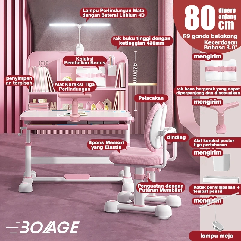 (Penawaran panas!!!)/meja belajar aesthetic/80CM Meja Tulis Minimalis Meja Belajar Anak Meja Kerja Meja anak-anak Meja kamar tidur 80cm Meja Kursi Sekolah Meja Tulis Anak Portable/meja belajar anak set kursi