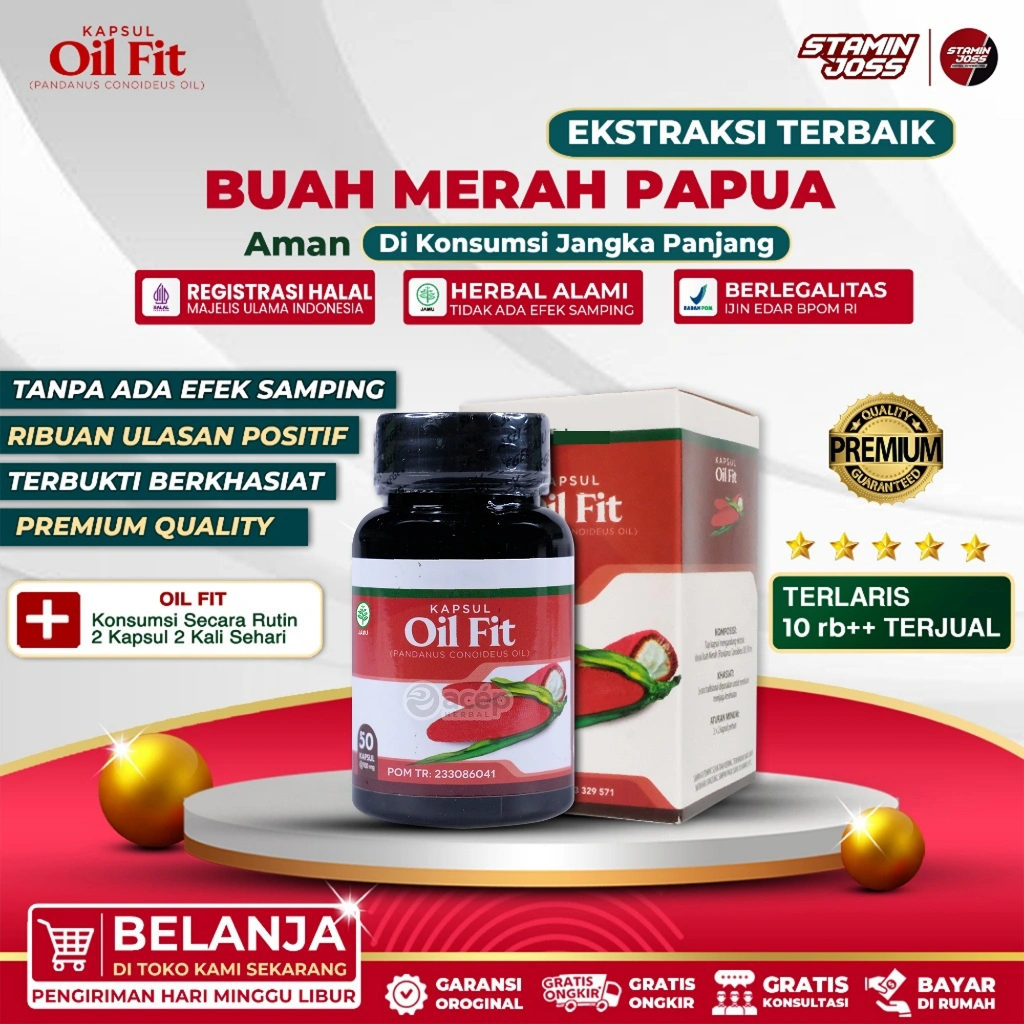 OIL FIT KAPSUL MINYAK BUAH MERAH PAPUA ORIGINAL OBAT HERBAL SEGALA PENYAKIT DALAM DAN LUAR ASLI SUDAH BPOM TERBUKTI KHASIATNYA OBAT HERBAL SEGALA PENYAKIT OILFIT ACEP HERBAL OIL VIT OILVIT OIL PIT OILPIT VITAMIN OIL DARI BUAH MERAH IMUN BOOSTER
