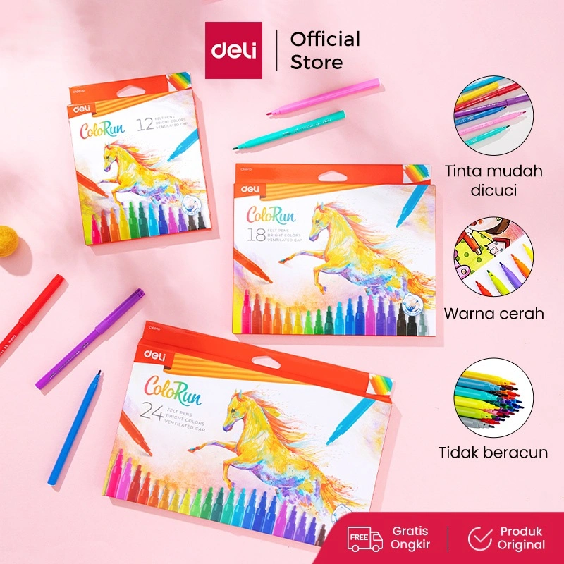 Deli Spidol 12/18/24 Warna Tidak beracun Warna Cerah EC10020