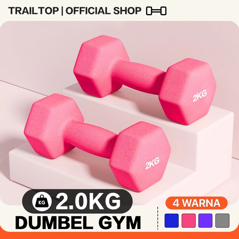 TrailTop Dumbell Barbel 2kg Sepasang Gym Fitnes Home Workout Olahraga Rumah