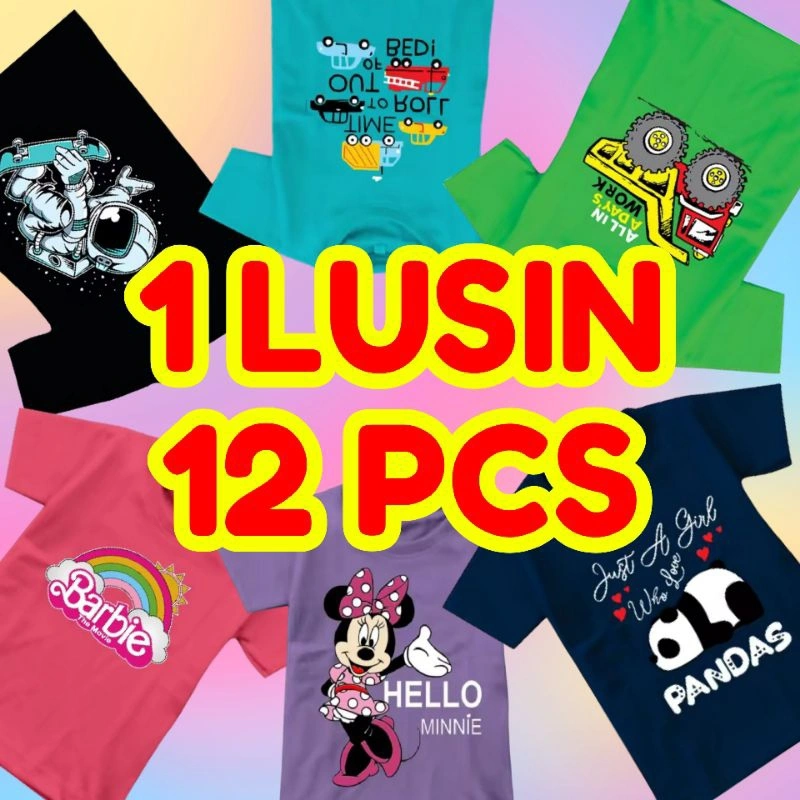 KAOS ANAK 1 LUSIN ISI 12 PCS LAKI-LAKI PEREMPUAN