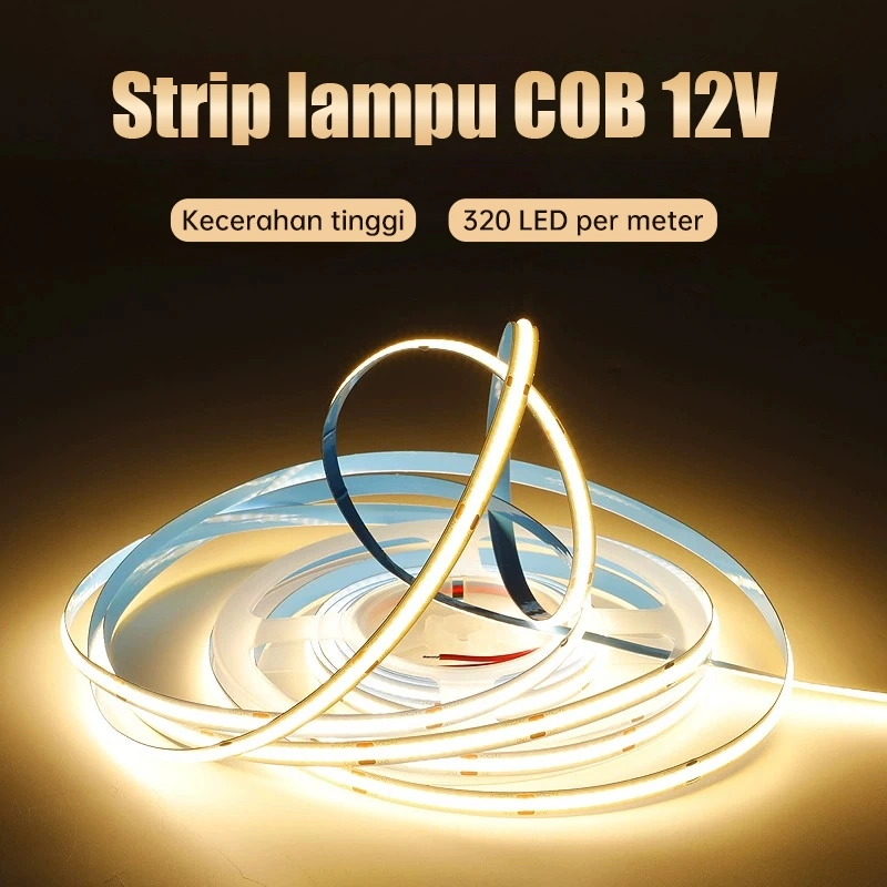 LED STRIP COB DC 12VOLT 5 METER 1600LED / LAMPU Strip Light COB IP33 - 3000k WarmWhite