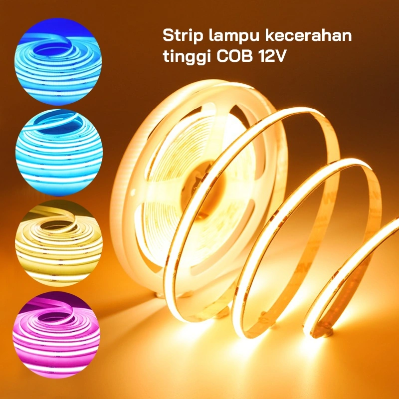 Strip Led COB DC 12volt 5 meter 320led / Lampu Strip Light COB cahaya putih 24v