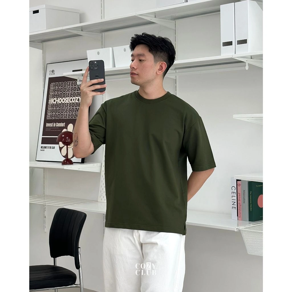 COZYCLUB Essential Oversized Tshirt Cotton Baby Terry Premium | Kaos Oversize Polos Pria Basic Lengan Pendek Unisex | 01