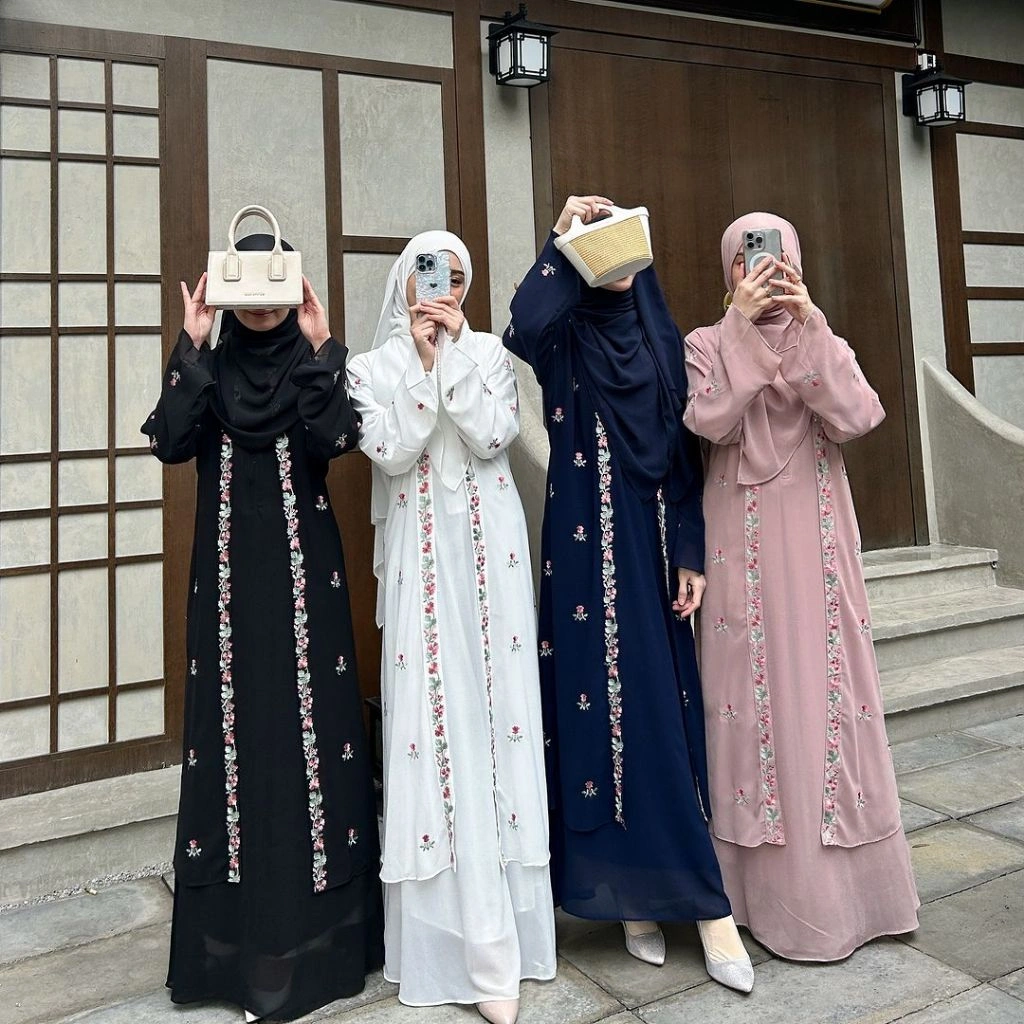 TRISYA Abaya OOTD Dress Kekinian Matt Premium Gamis Outher Turkey Muslim Wanita Pesta Dewasa Lebaran Mewah Kondangan Hitam Remaja Maxi Turki Bordir Crinkle Rayon Kaftan Syari Ceruty Airflow Tangan Lembut