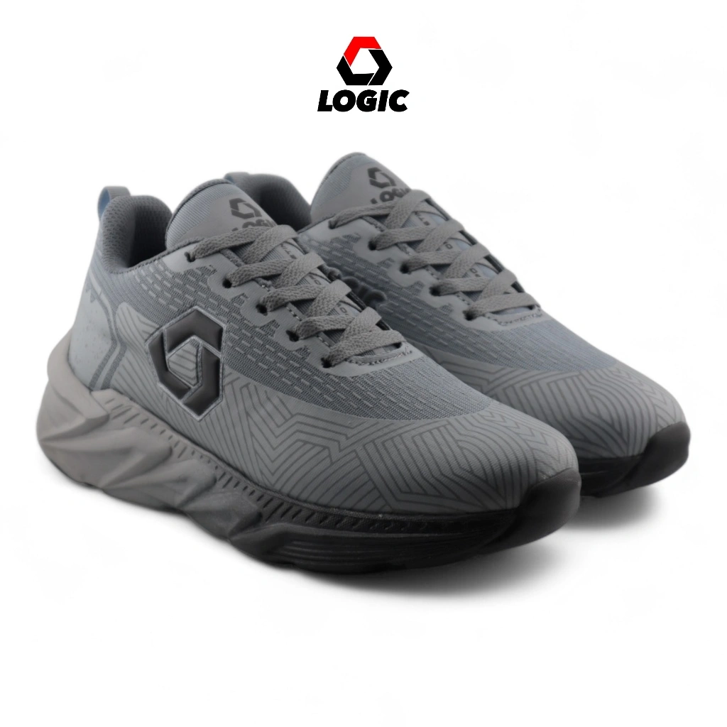 Logic - Power Of Lifetime Black Grey | Sepatu Pria Sport | Sepatu Running | Sepatu Joging Ringan