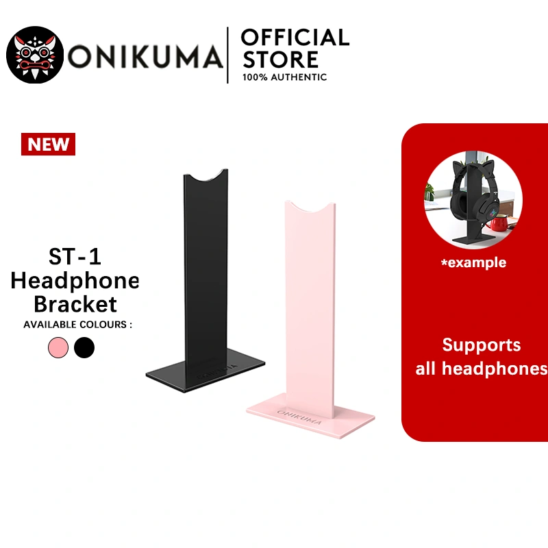 ONIKUMA ST-1 Bergaya Hitam Pink ABS Gantungan Di Atas Telinga Handset Headphone Holder Stand Rak Penyimpanan Portabel Desktop Komputer Earphone Berdiri