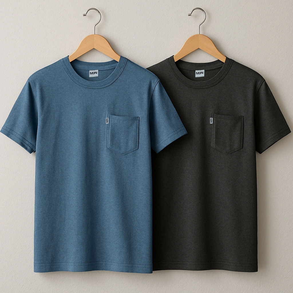 2 Pcs 50 Ribu Kaos Pocket Saku Pria Pilih Warna Semi Katun Premium 24s Lembut COD Simple