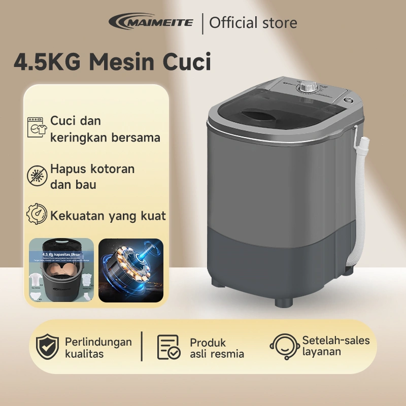 MAIMEITE Mesin Cuci Mini Mesin Cuci Mini Portable Washing Machine Kapasitas 4,5kg