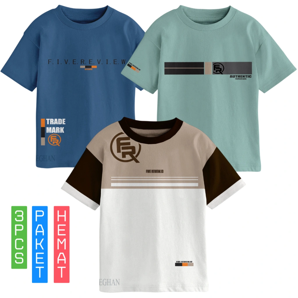 kaos distro anak laki-laki/paket isi 3 pcs kaos anak laki-laki bahan adem lembut
