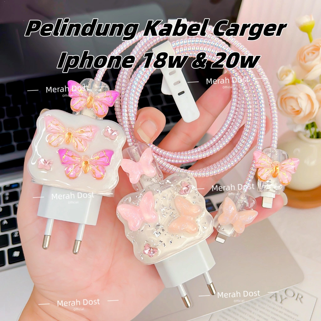 1 Set 5 item Pelindung Kabel Carger Iphone 18w & 20w Pelindung Adaptor Case Charger Motif Bervariasi korean style