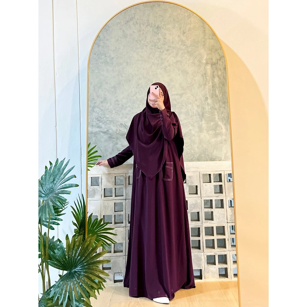 (CRS) Gamis Luna Set Khimar Fortaleza Anti UV Premium