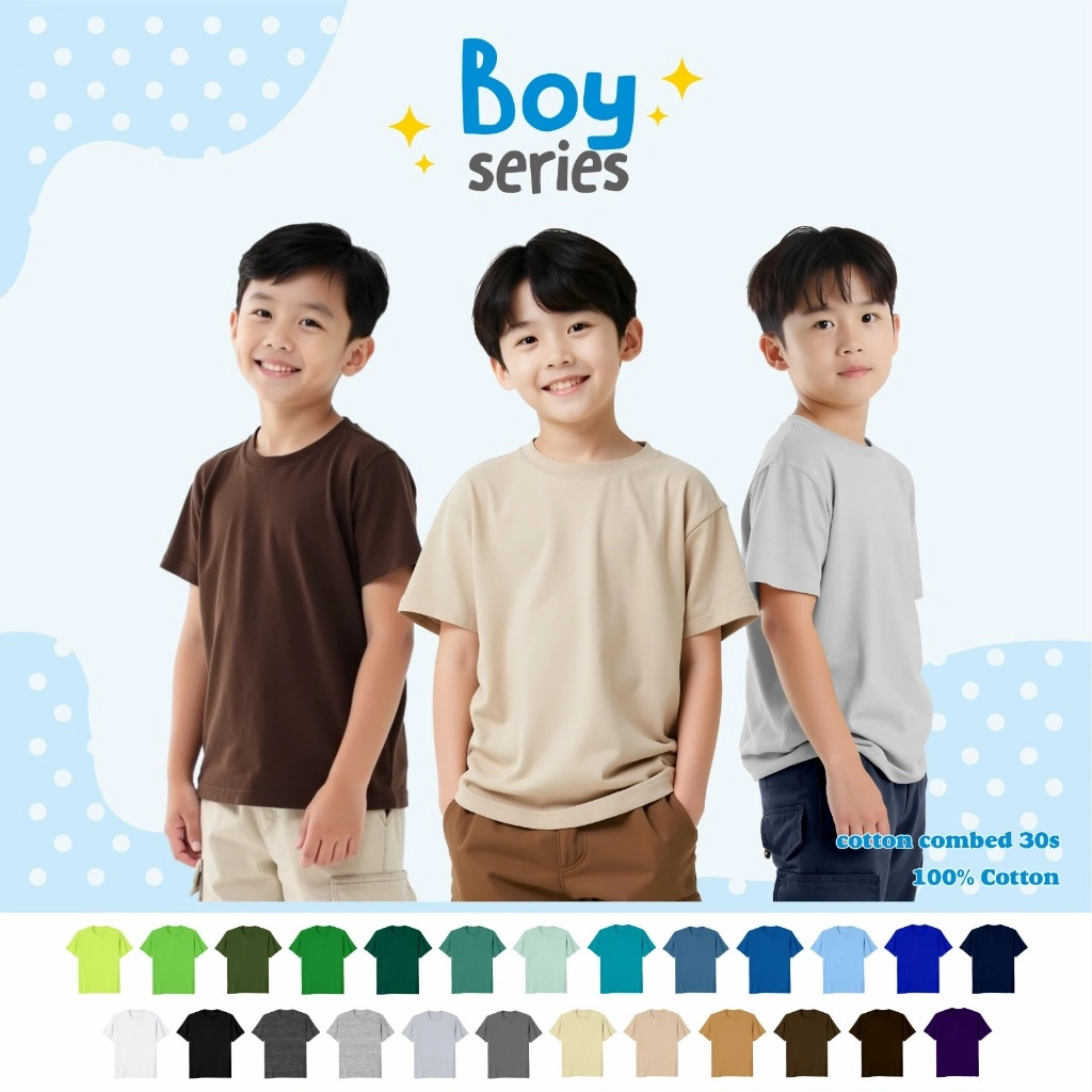 KAOS ANAK POLOS / KAOS ANAK / KAOS POLOS ANAK UMUR 0-12 TAHUN (BOYS SERIES)