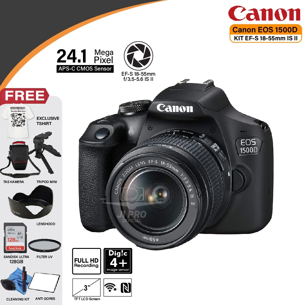 Canon EOS 1500D Kit 18-55mm IS II - Kamera DSLR Canon EOS 1500D + Lens