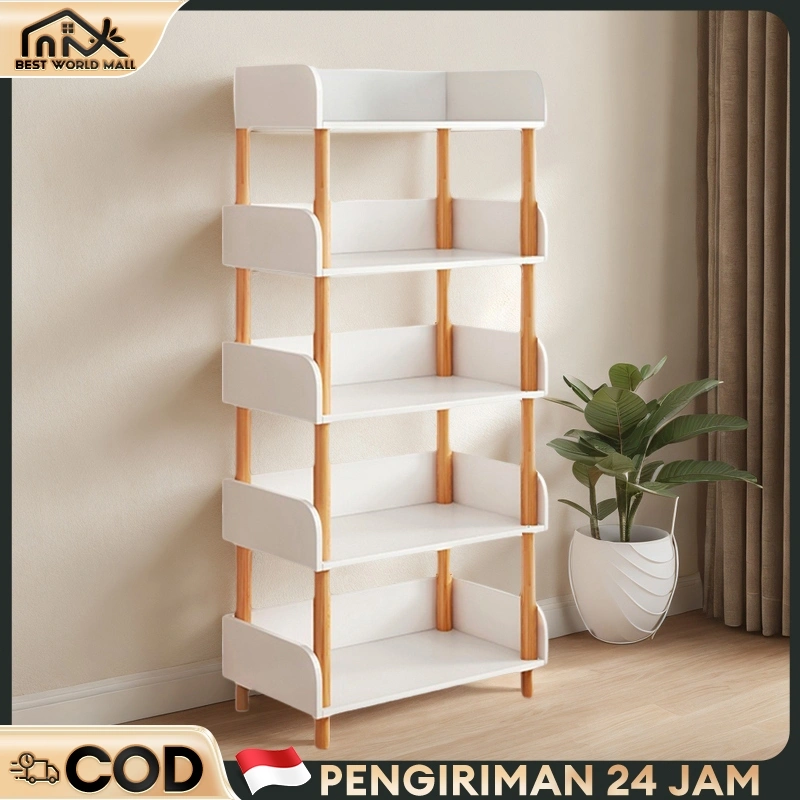 Rak Buku Kayu 6 Susun Rak Susun Kayu Rak Buku Penyimpanan Rak Susun Penyimpanan Praktis