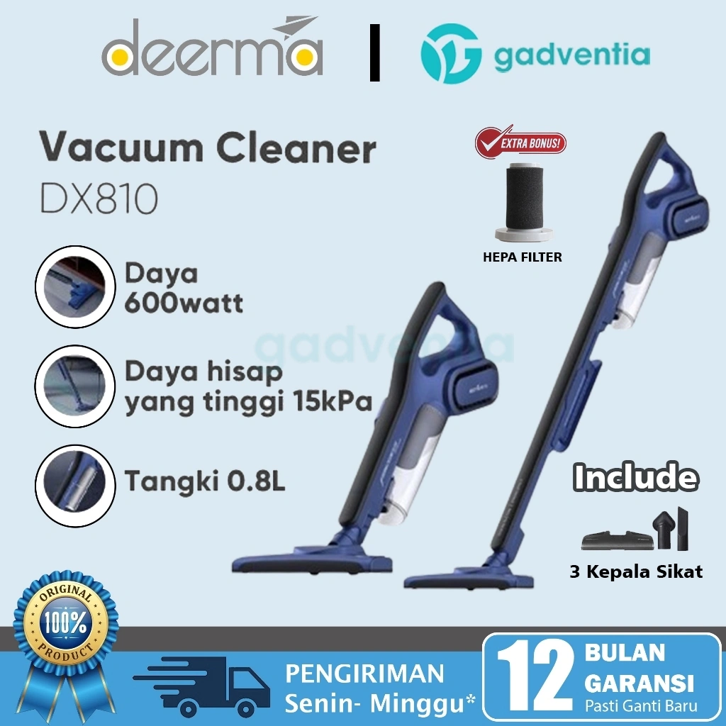 Deerma Dx810 Vacum Vakum Vacuum Cleaner Derma Penyedot Penghisap Debu 600w 15kpa