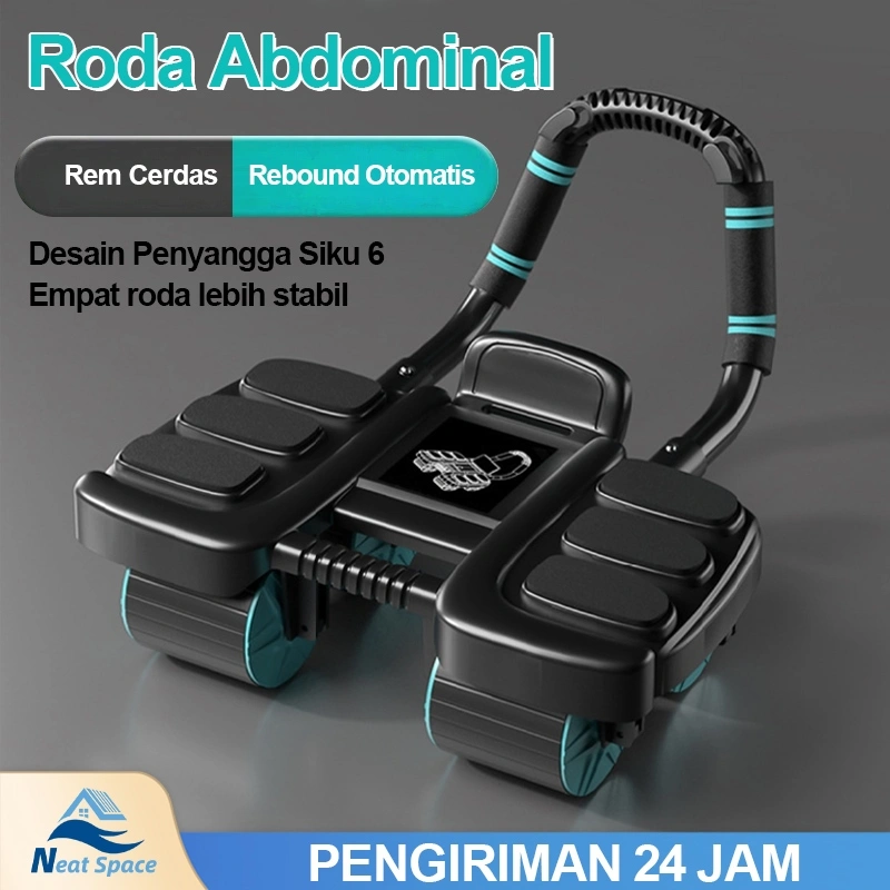 【Neat Space】Ab Wheel/Roda Perut/4 Roda/Latihan Siku Rol Perut/Peralatan Bar Push-Up Peralatan Kebugaran/3in1 Abdominal Core Roller