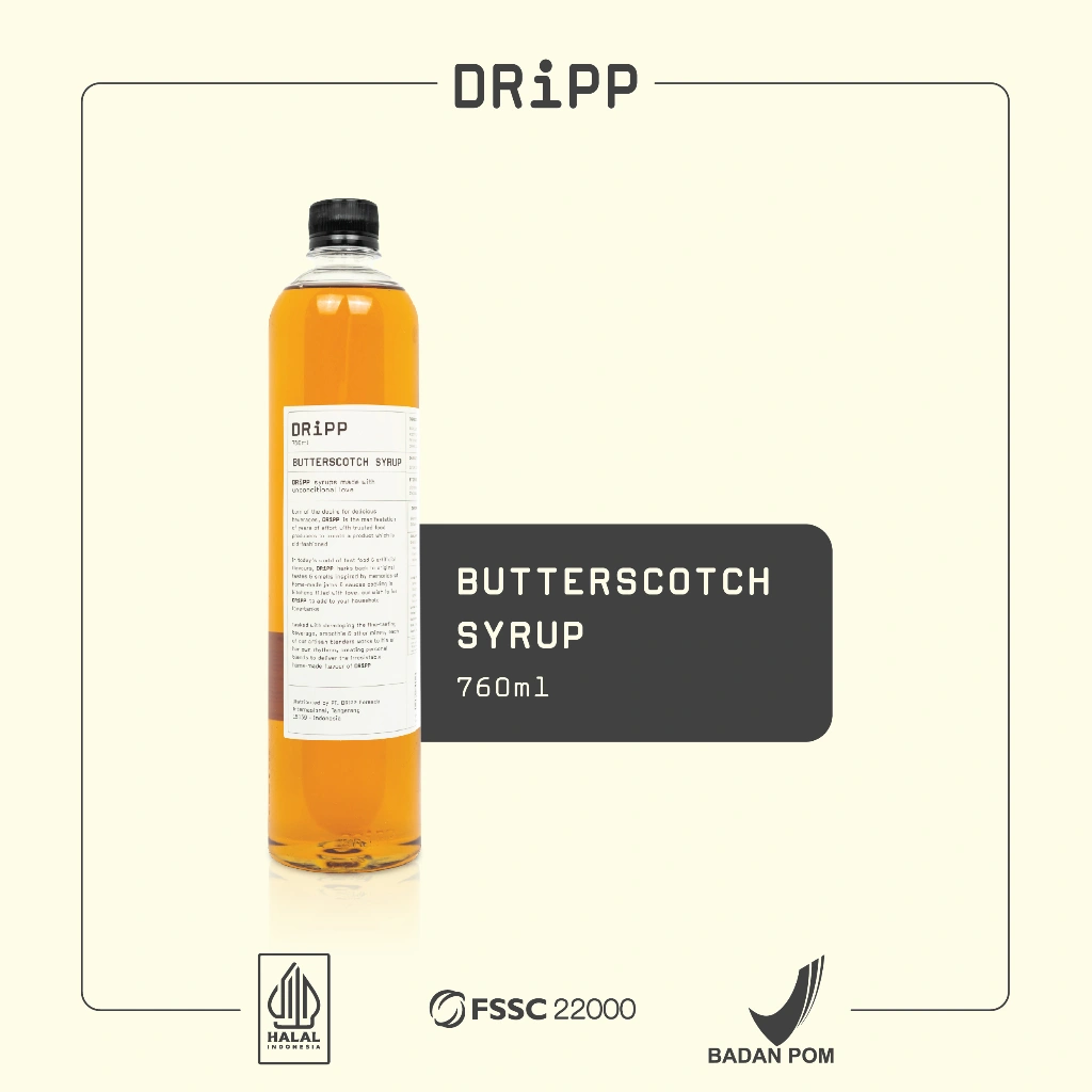 DRiPP Butterscotch Syrup - Perasa Minuman Berbentuk Sirup Butterscotch