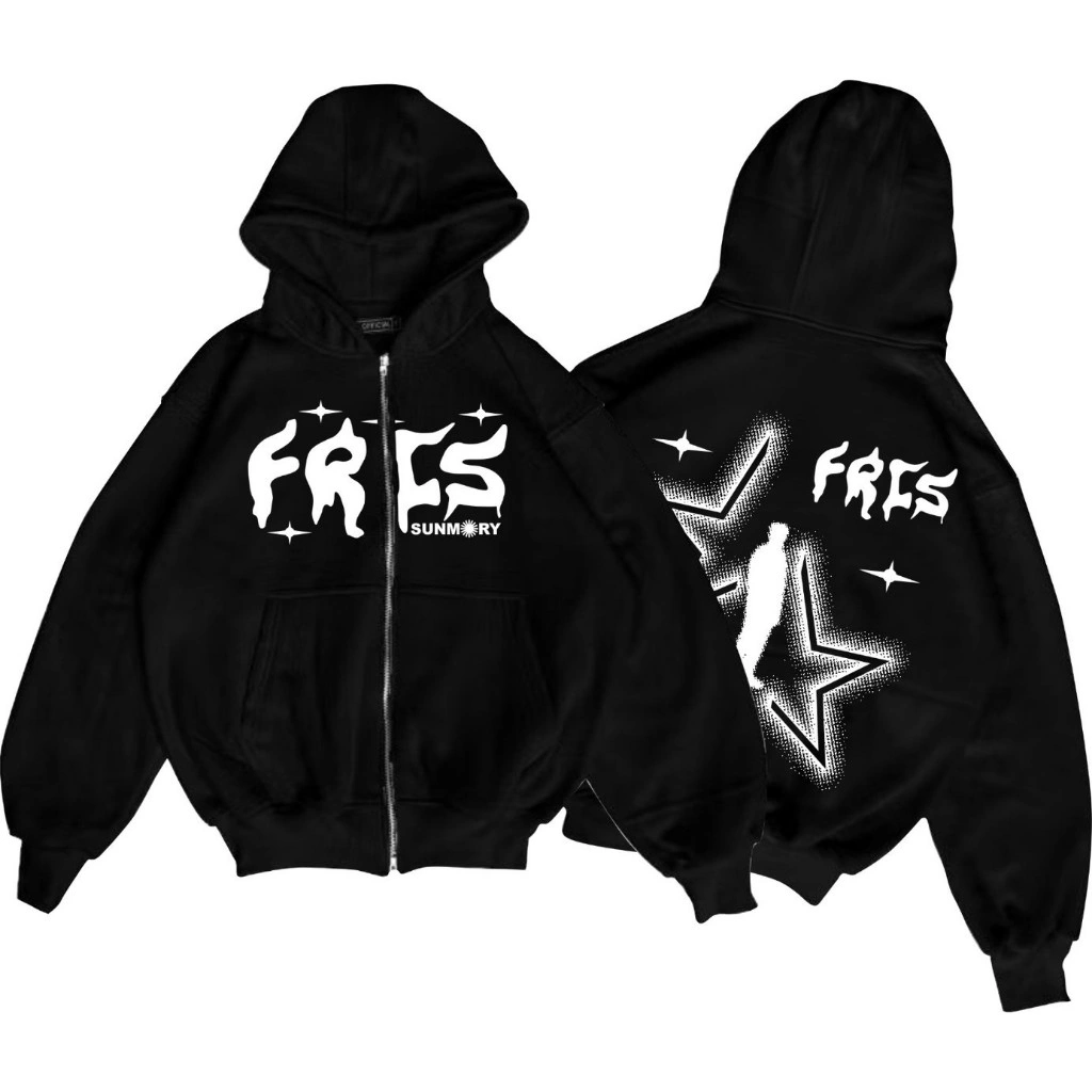 Jaket Sweater Hoodie Boxy Double Zipper Somnium Star 999 Black Self Control Oversize Unisex/Hoodie Boxy Zipper/Hoodie Premium Boxy Full