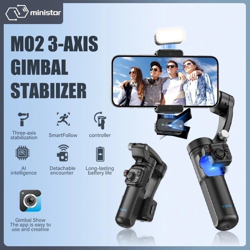 M02 Stabilizer Gimbal 3 Axis untuk Ponsel, Stabilizer Ponsel, Stabilizer Selfie Stick