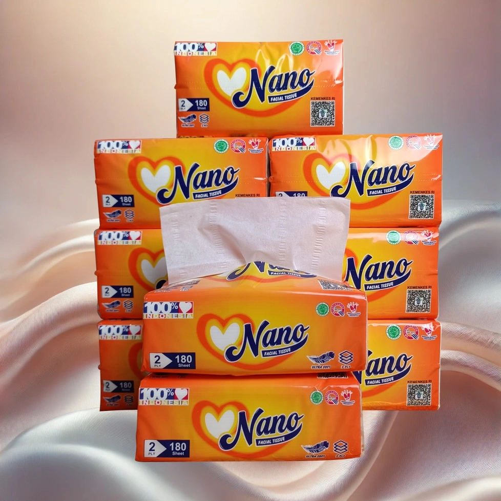 ( 10 PCS ) FACIAL TISSUE NANO 180 SHEET 2 PLY HALUS DAN LEMBUT