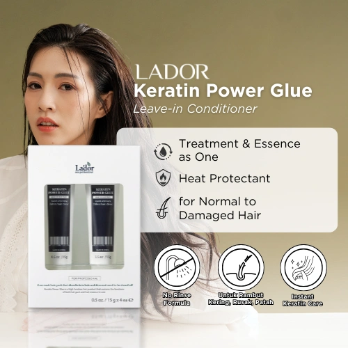 Lador Keratin Power Glue 4x15g | Leave-in Conditioner | Heat Protectant | Normal to Damaged Hair | Kering | Rusak | Patah