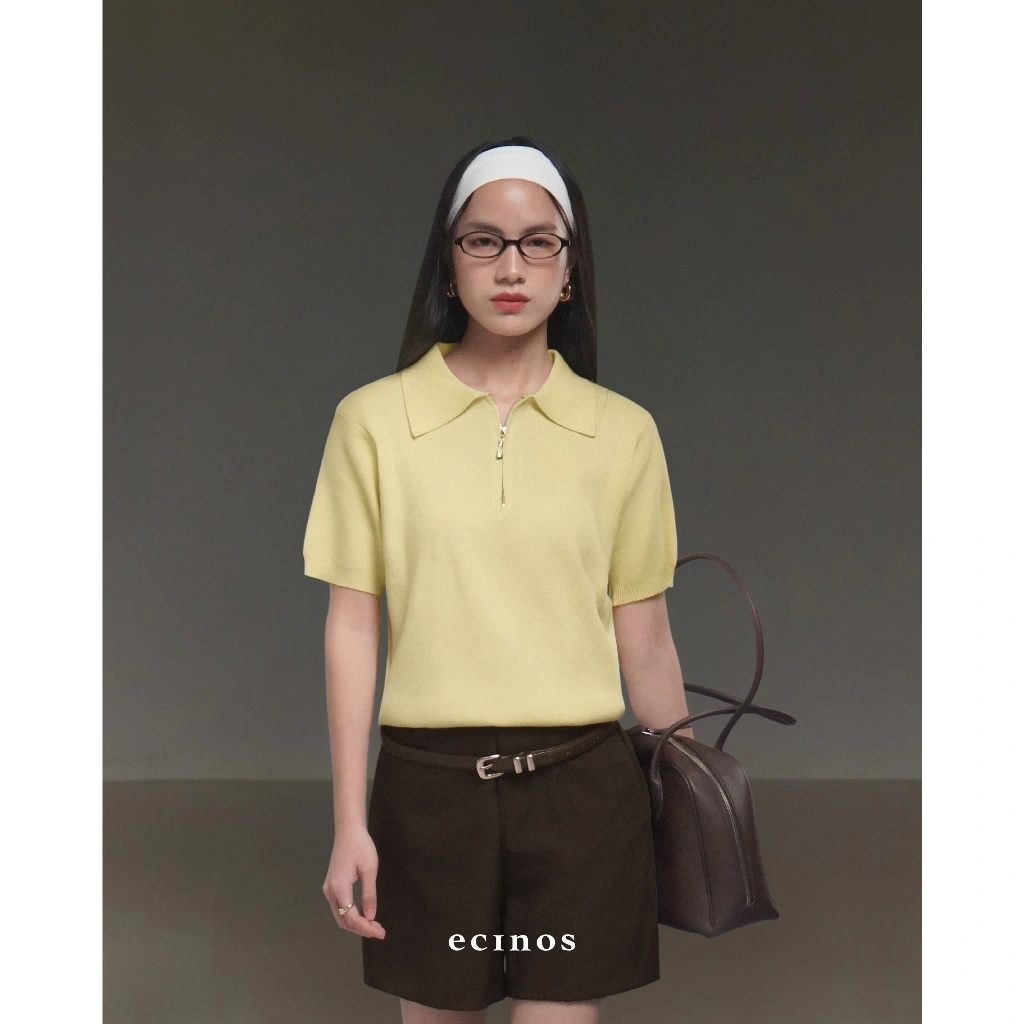 ECINOS - Flo Knitted Polo Top | Atasan Wanita | Blouse Wanita | Baju Atasan Wanita Terbaru
