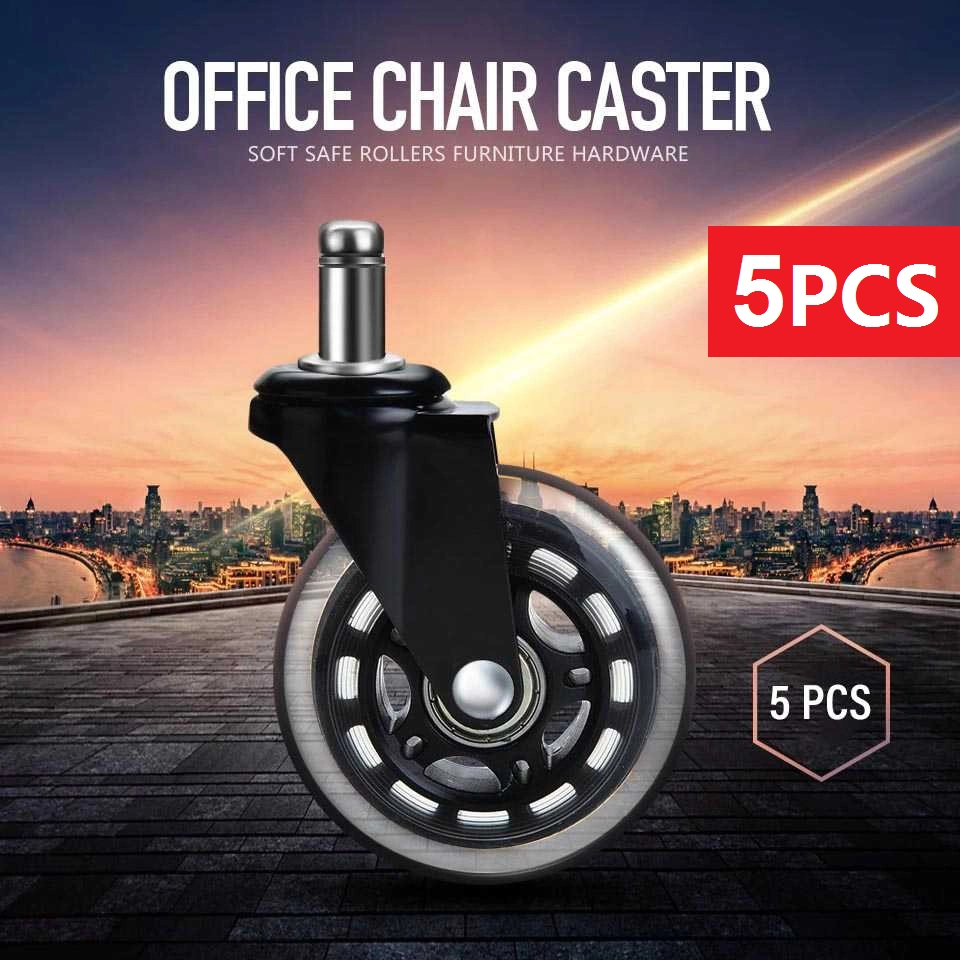 Roda Kursi Kantor Rollerblade Caster 11mm 5 PCS Paket Universal 11mm 3 inch Putar Kerja Kantor Gaming Office Chair  Premium PU Anti Getar