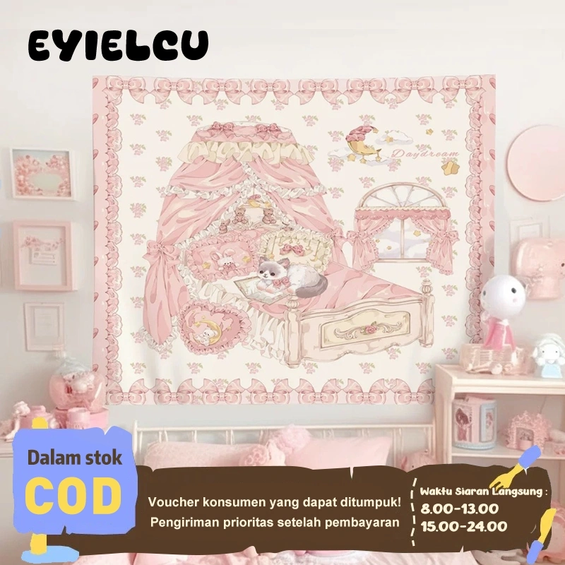 Eyre Lembut Permadani kamar tidur Lolita dengan gaya feminin kartun lucu warna pink kain dekorasi kamar anak perempuan Lolita Bedroom Rugs with Feminine Style, Cute Cartoon Pink Girls Room Decor Fabrics