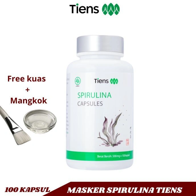 Tiens - Masker Spirulina Tiens full 100 kapsul - Masker Jerawat Mencerahkan Wajah